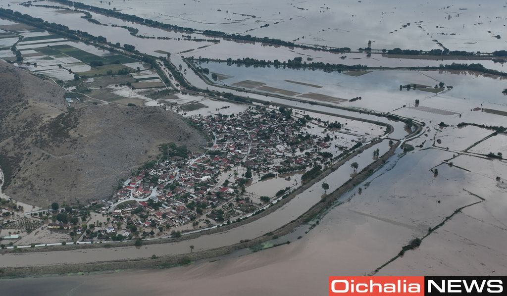 Το πλημμυρισμένο χωριό Κεραμίδι του Δήμου Φαρκαδόνας 